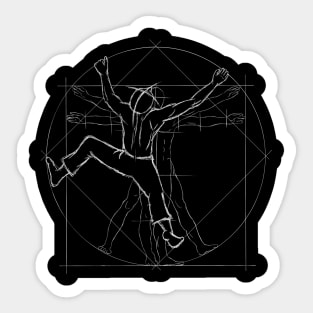 Boulderer Climbing Vitruvian Man Style Sticker